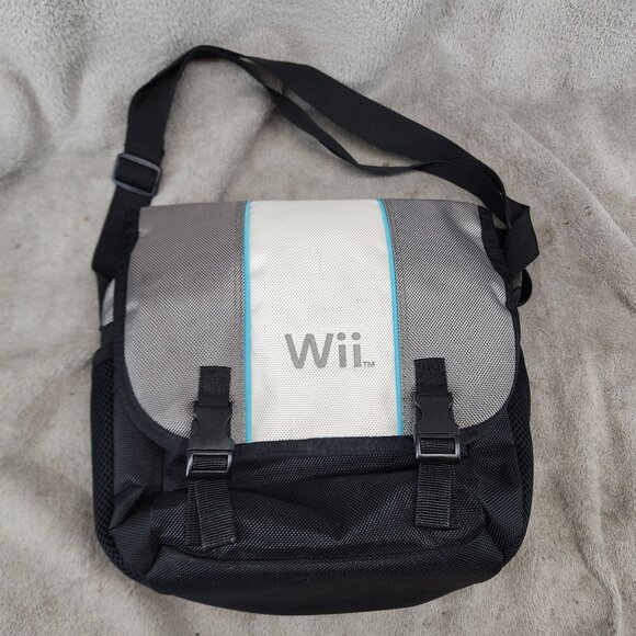 Nintendo Bag Unisex One Size Gray Wii Travel Messenger Carrying Case *GUC* - Picture 1 of 9